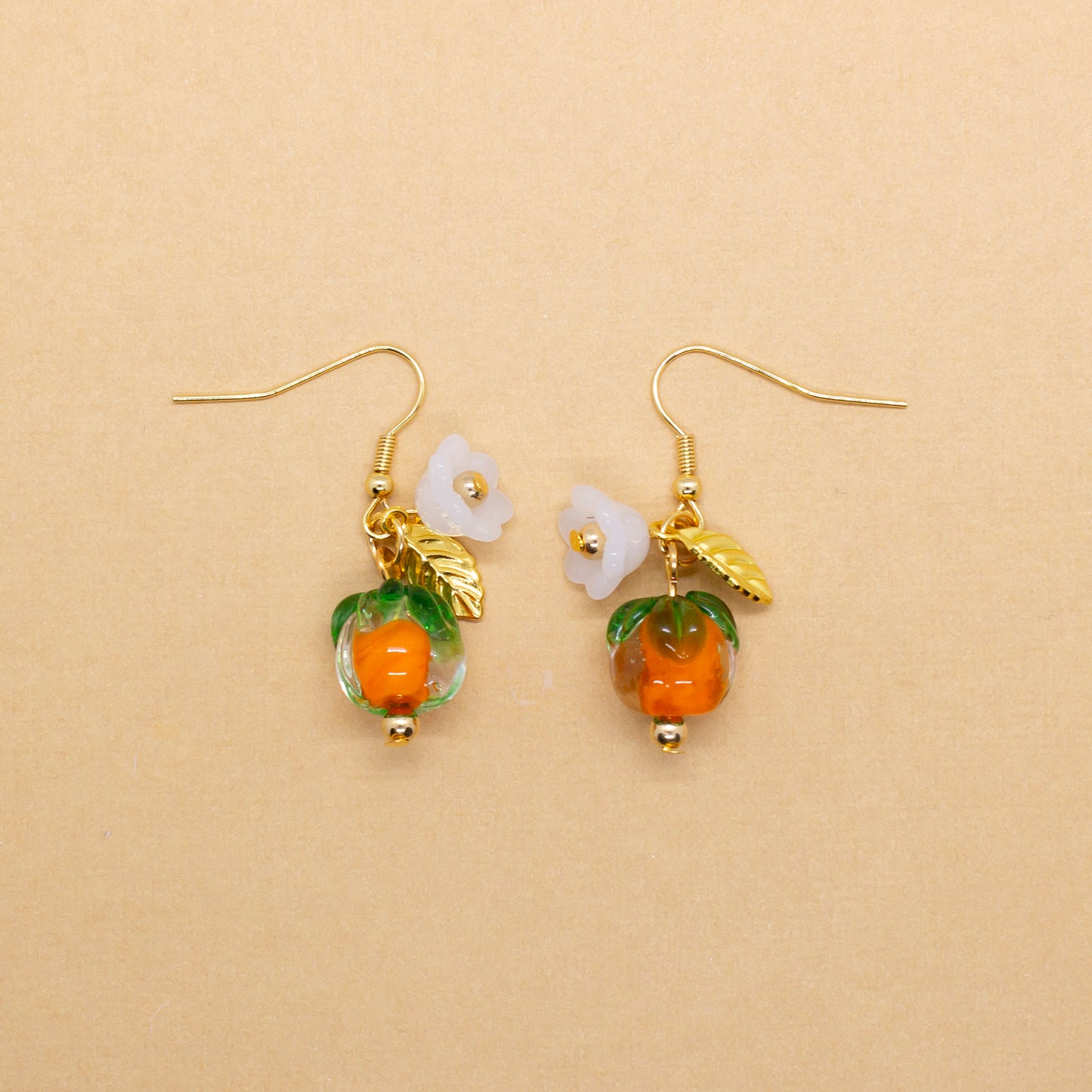 persimmon glass earrings