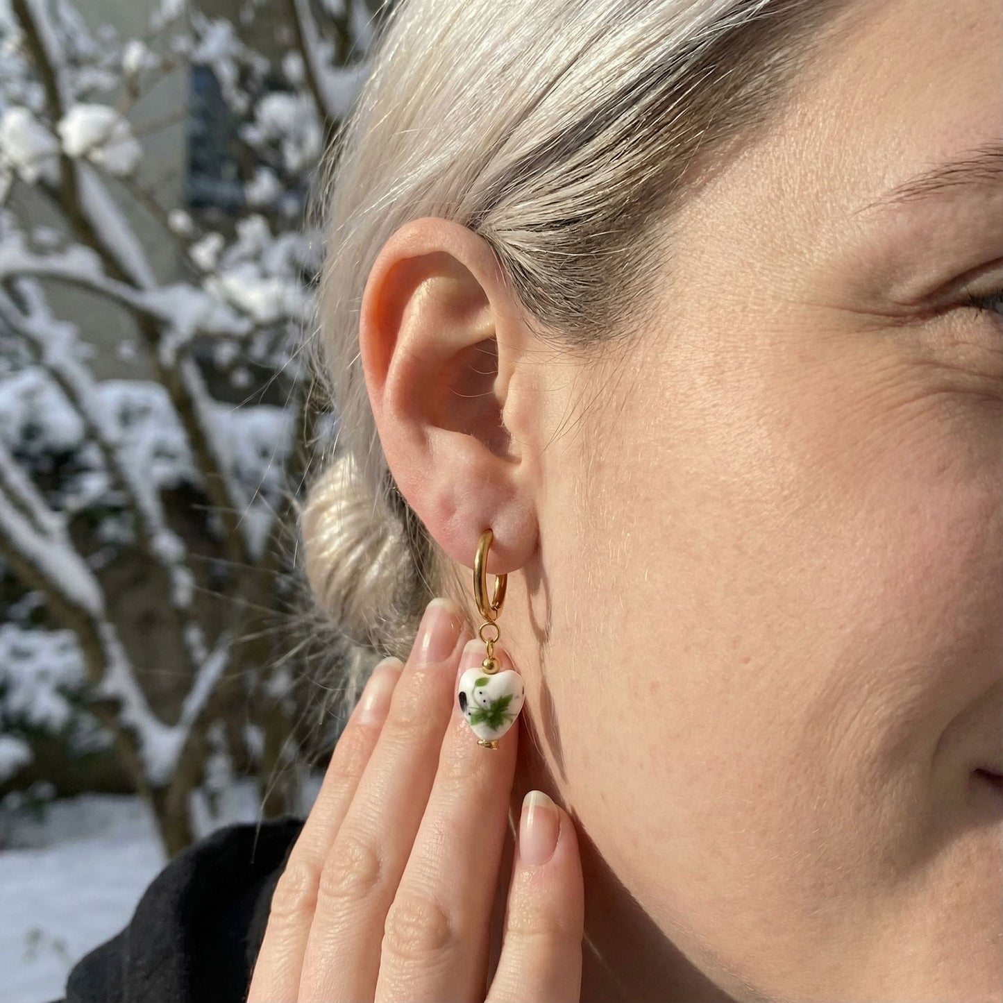 ceramic heart hoop earrings