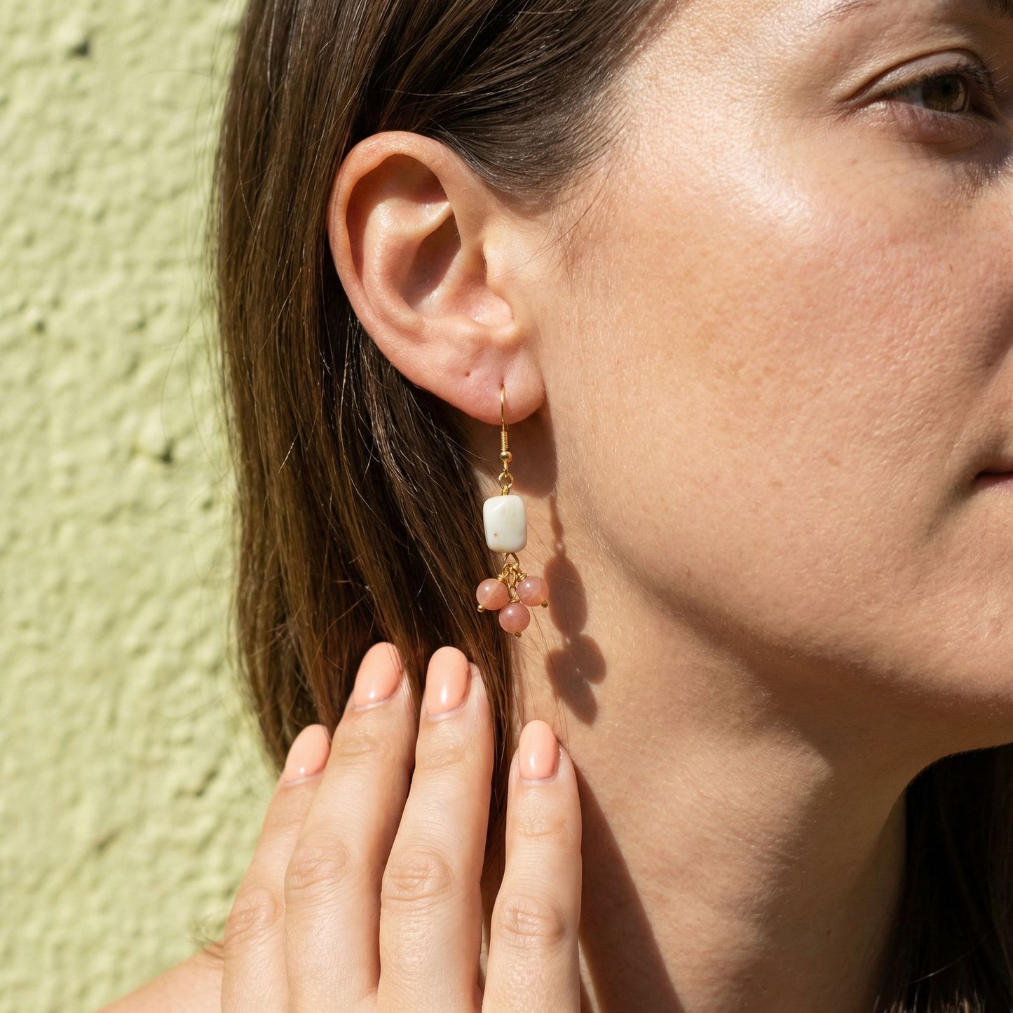 amazonite and sunstone earrings