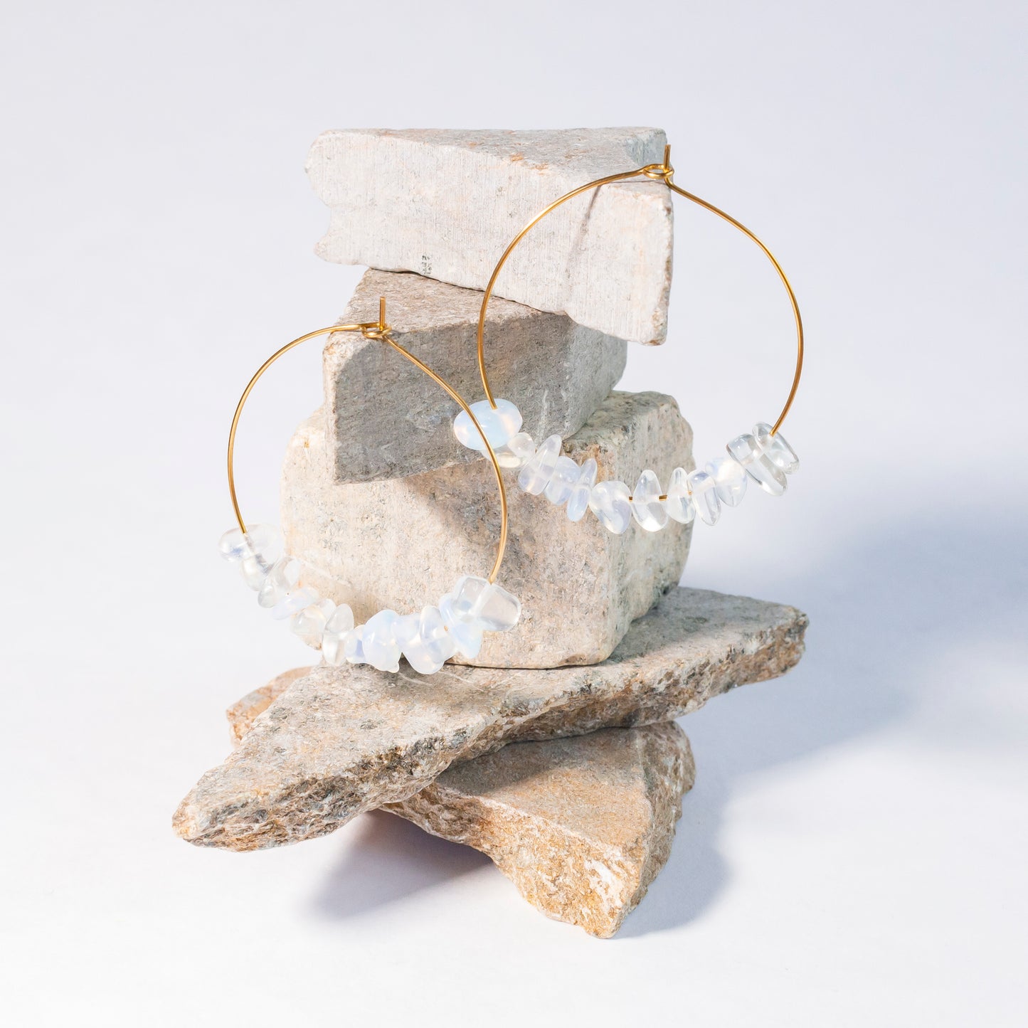 medium dainty hoop earrings | various crystals
