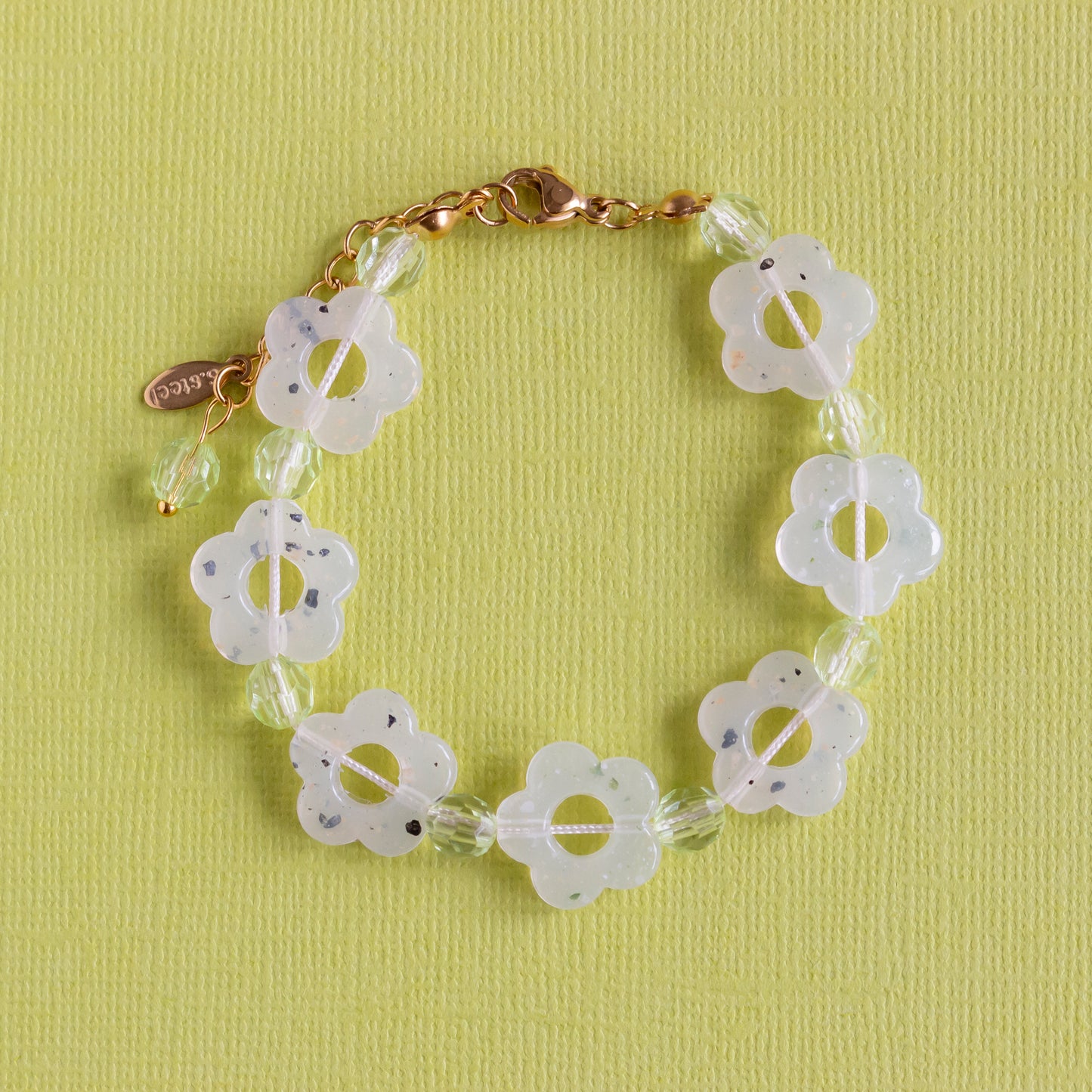 green pastel flowers bracelet