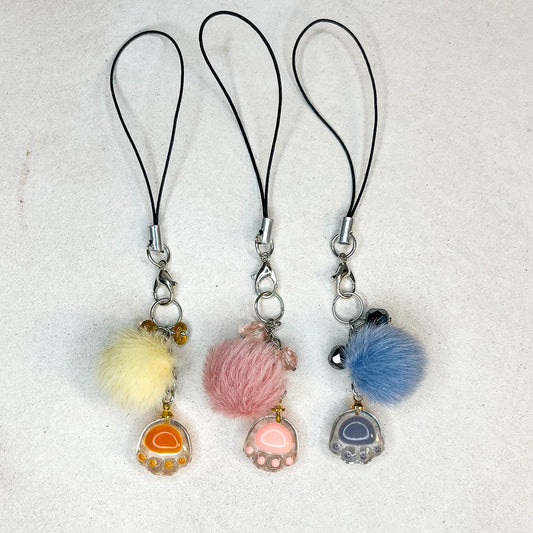 fluffy paw phone charms | various colors