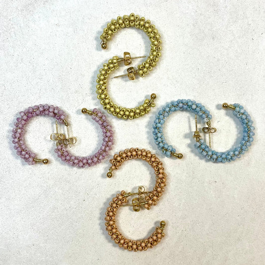 beaded c hoop earrings | various colors