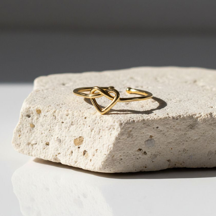 adjustable heart knot ring