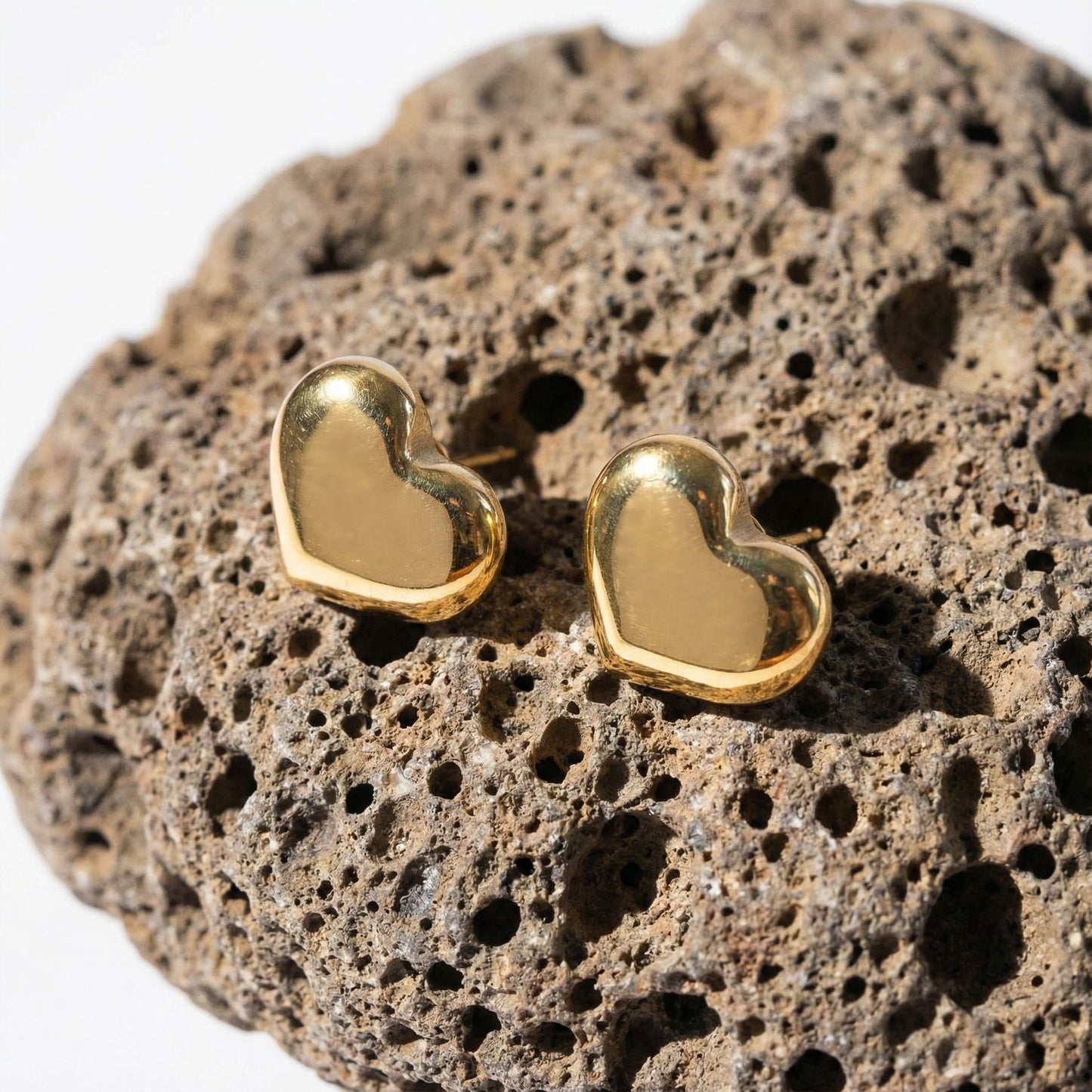 medium heart stud earrings