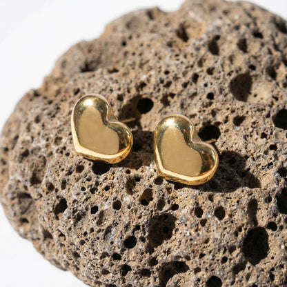 medium heart stud earrings