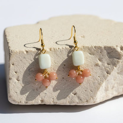 amazonite and sunstone earrings