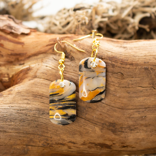amber marble rounded rectangle earrings