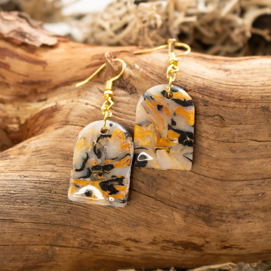 amber marble small arched rectangle earrings