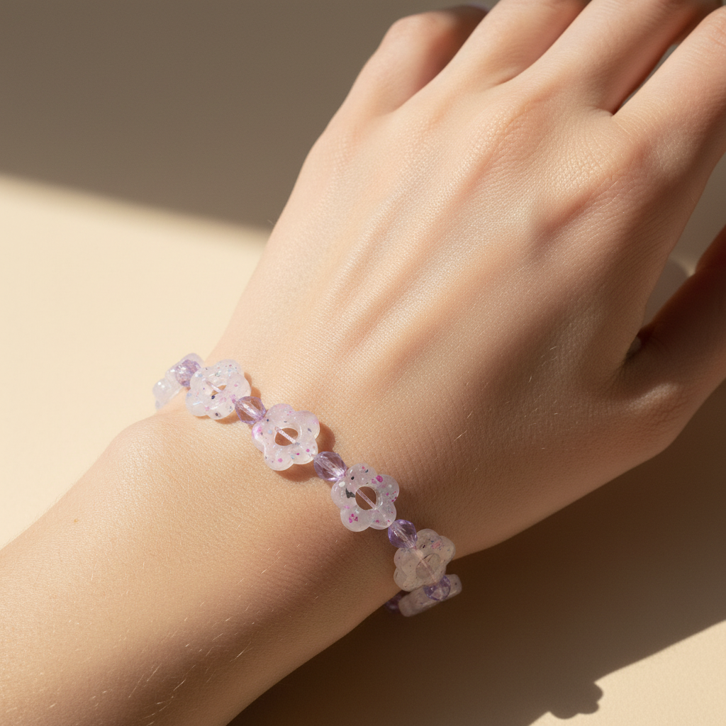 purple pastel flowers bracelet