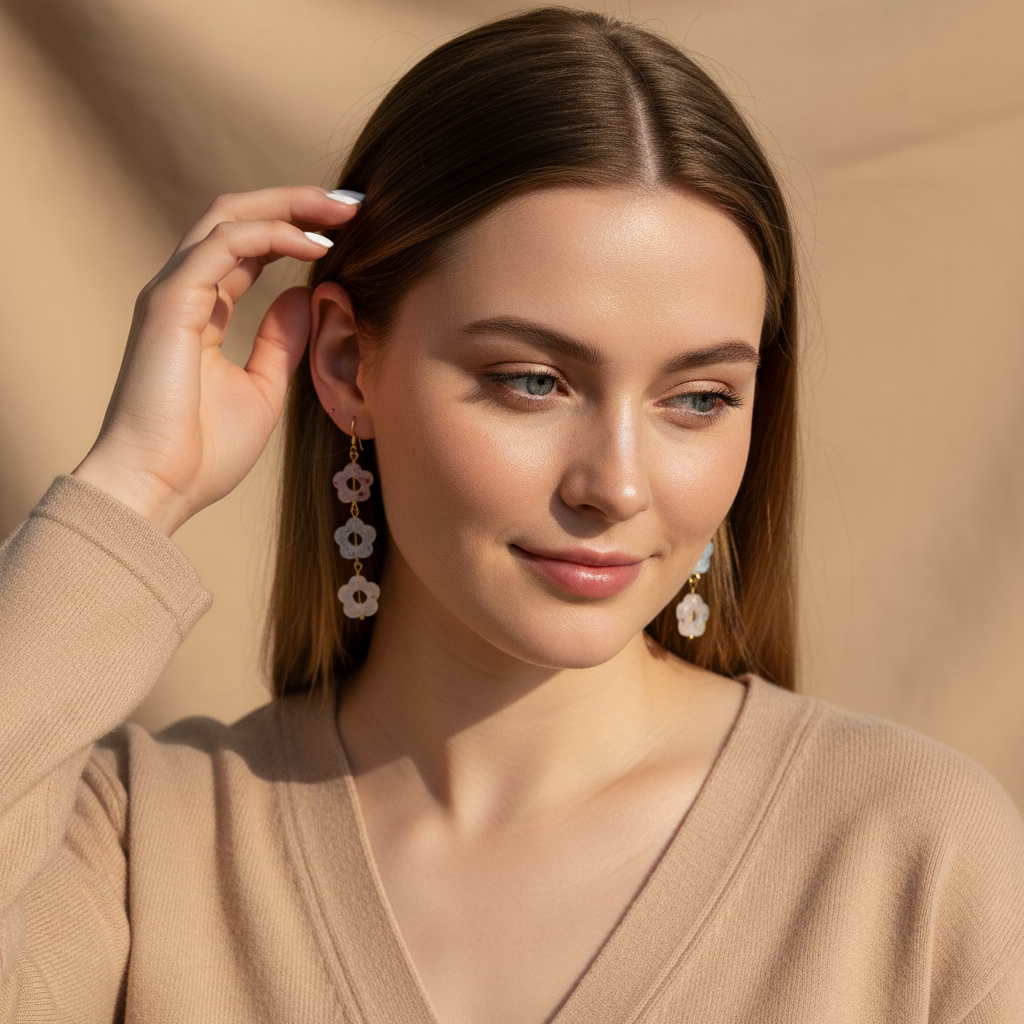 pastel flowers earrings