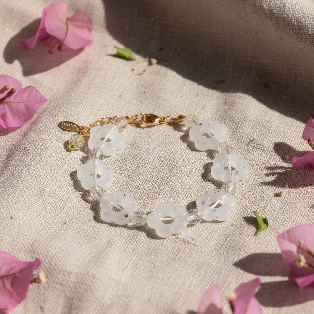 green pastel flowers bracelet