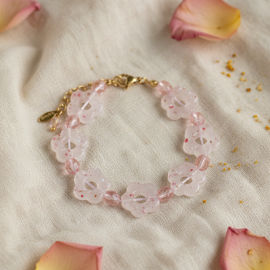 pink pastel flowers bracelet
