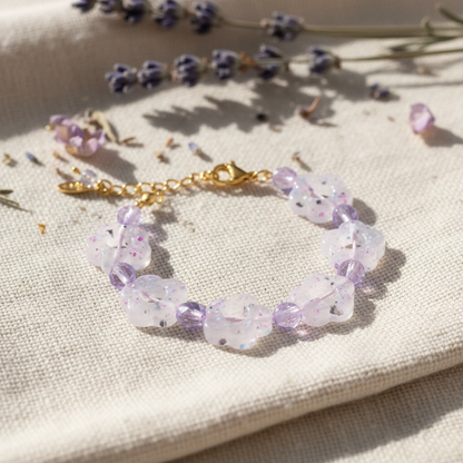 purple pastel flowers bracelet