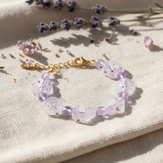purple pastel flowers bracelet