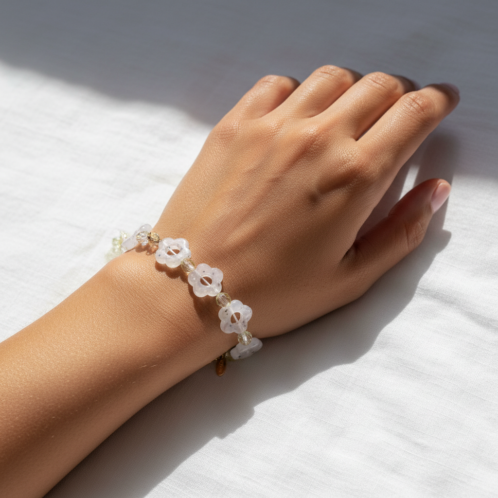 green pastel flowers bracelet