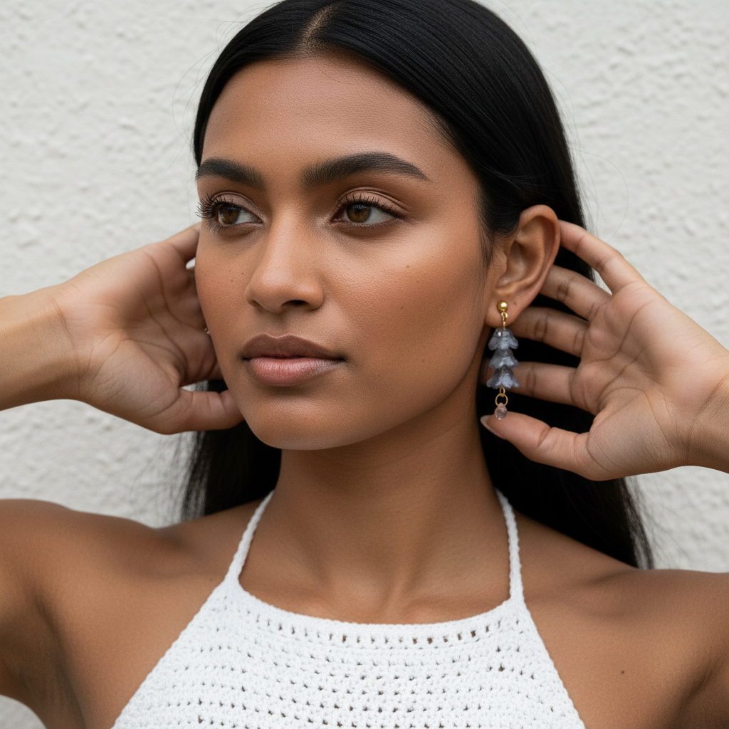 triple glass bellflower earrings | various colors