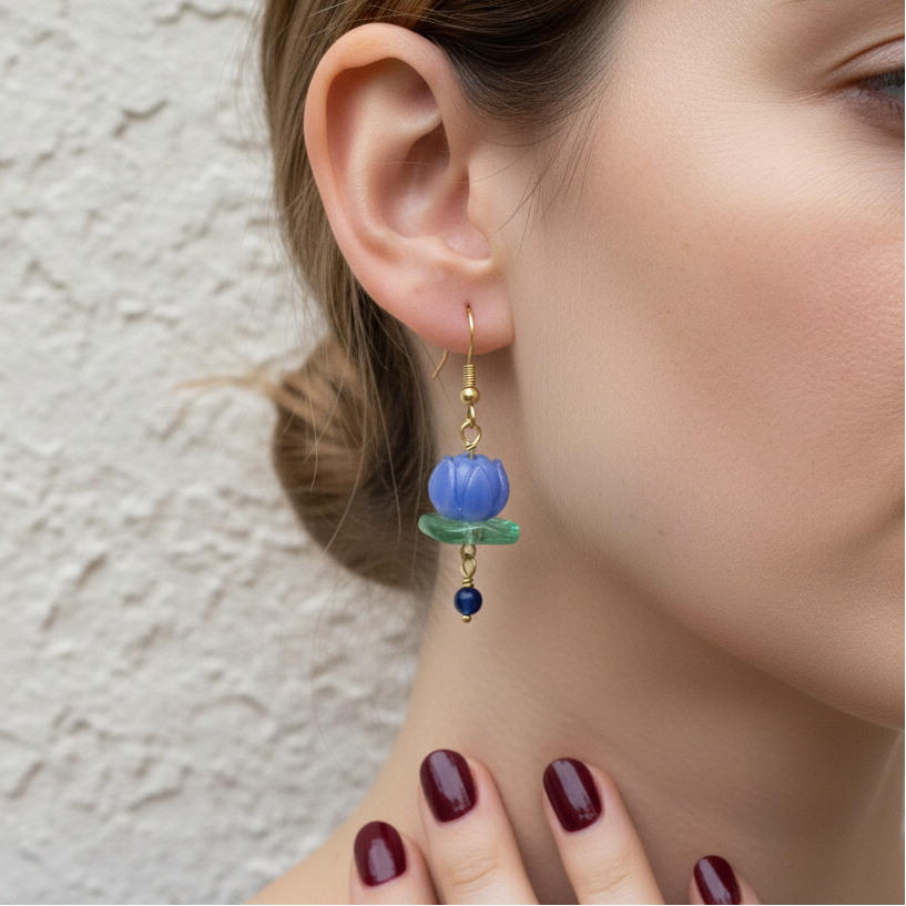 glass lotus flower earrings | various colors