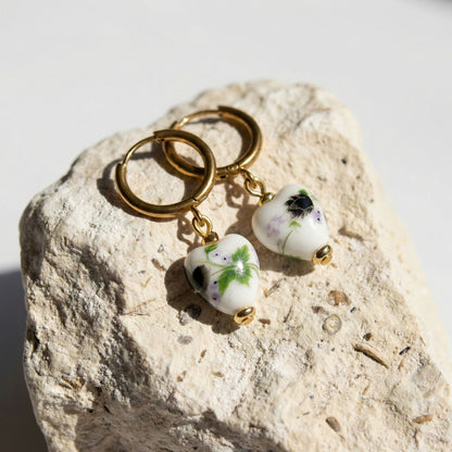 ceramic heart hoop earrings