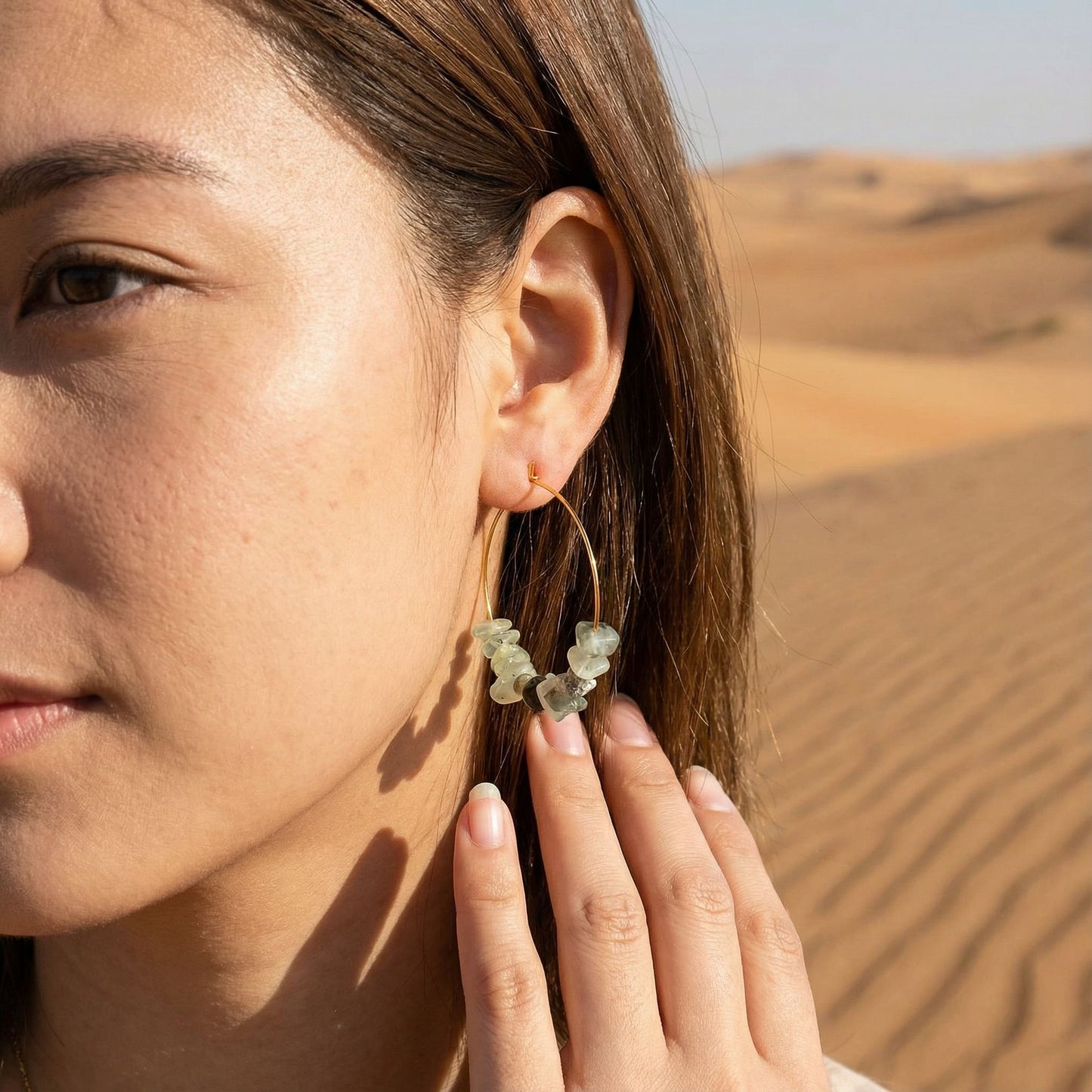 medium dainty hoop earrings | various stones