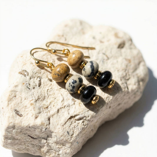 jasper & obsidian bubble earrings