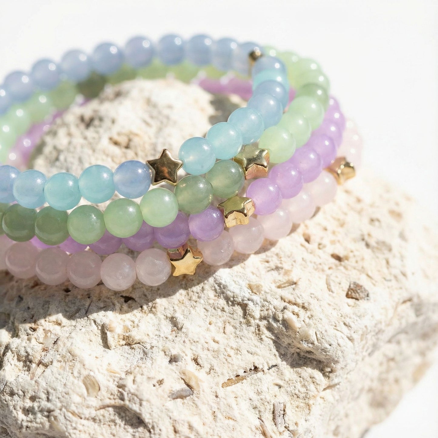 monocolored glass beads elastic bracelet