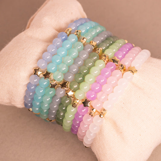 monocolored glass beads elastic bracelet