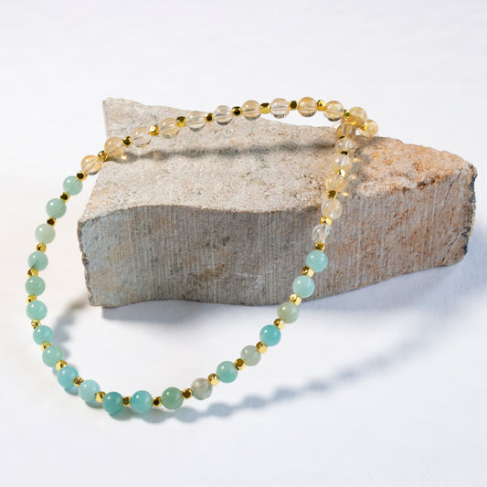 natural stone chocker #06 | amazonite + citrine