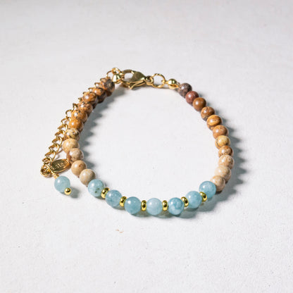 natural stone bracelet #04 | aquamarine + picture jasper