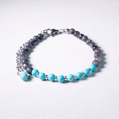 natural stone bracelet #09 | turquoise + labradorite