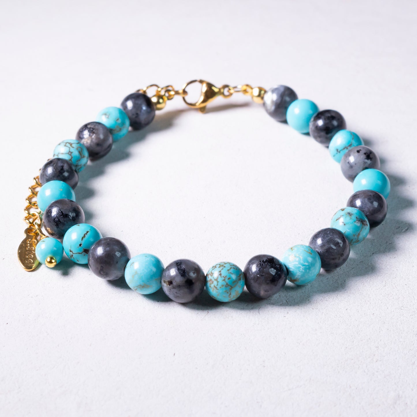 natural stone bracelet #10 | labradorite + turquoise