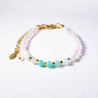 natural stone bracelet #17 | rose quartz + amazonite