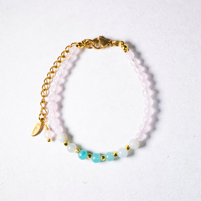 natural stone bracelet #17 | rose quartz + amazonite