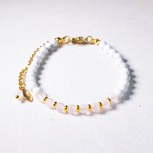 natural stone bracelet #20 | howlite + rose quartz