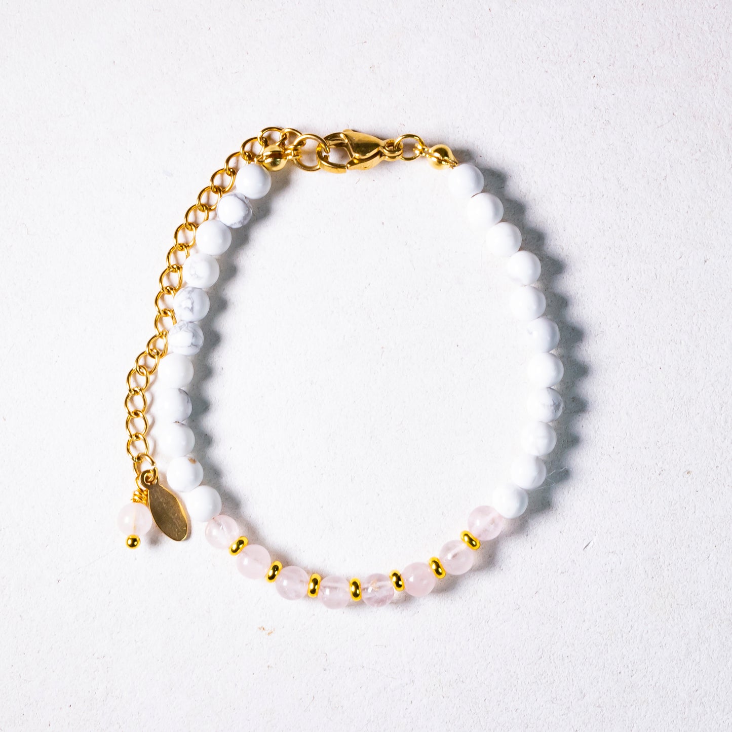 natural stone bracelet #20 | howlite + rose quartz