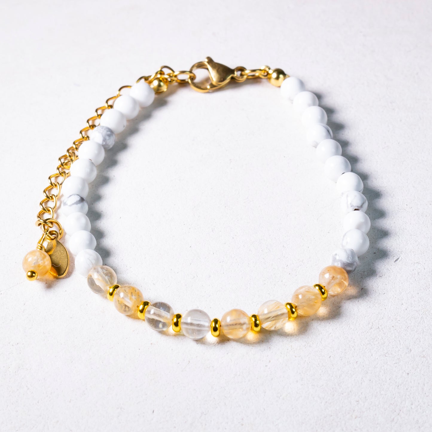 natural stone bracelet #21 | howlite + citrine