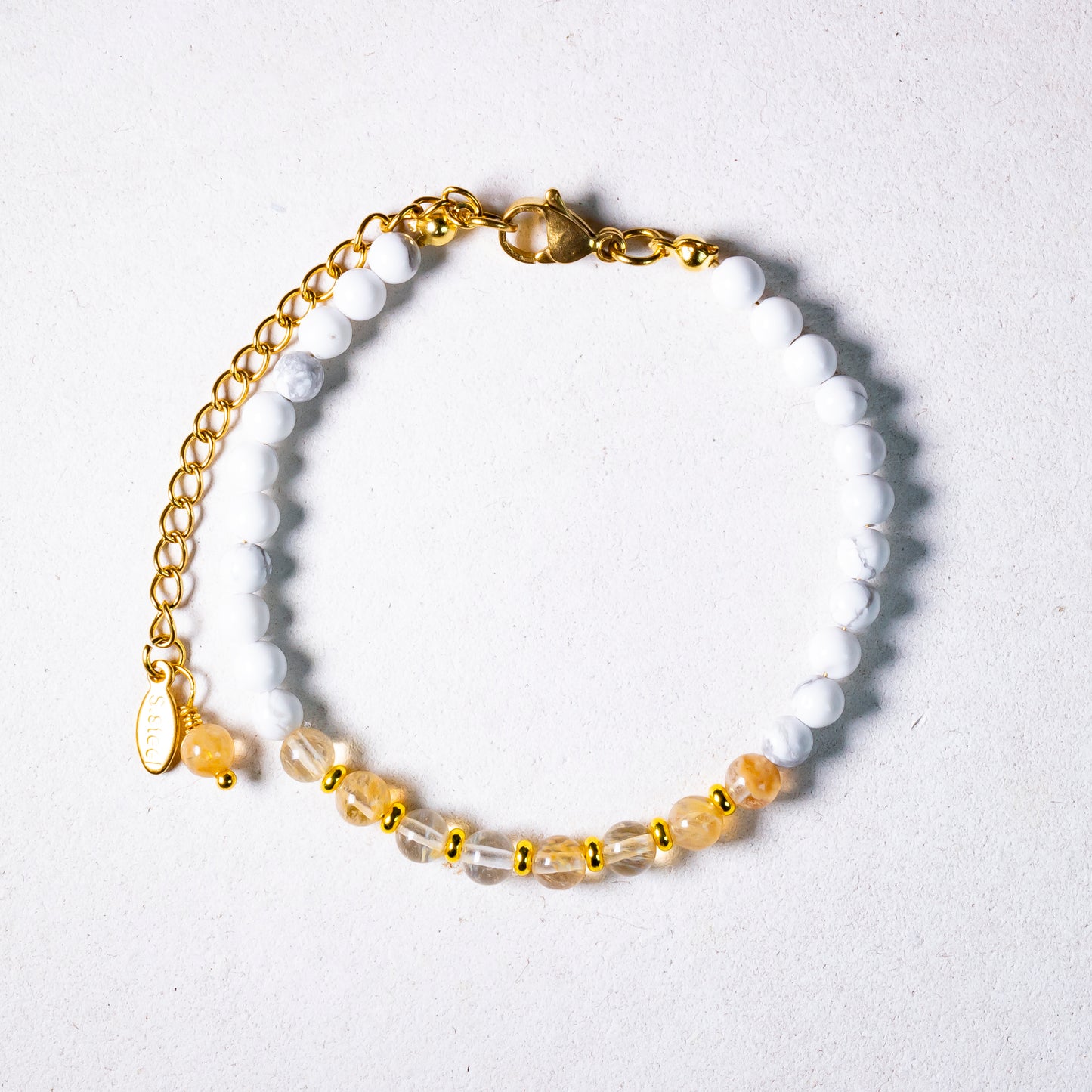 natural stone bracelet #21 | howlite + citrine