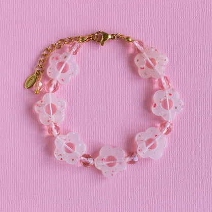 pink pastel flowers bracelet