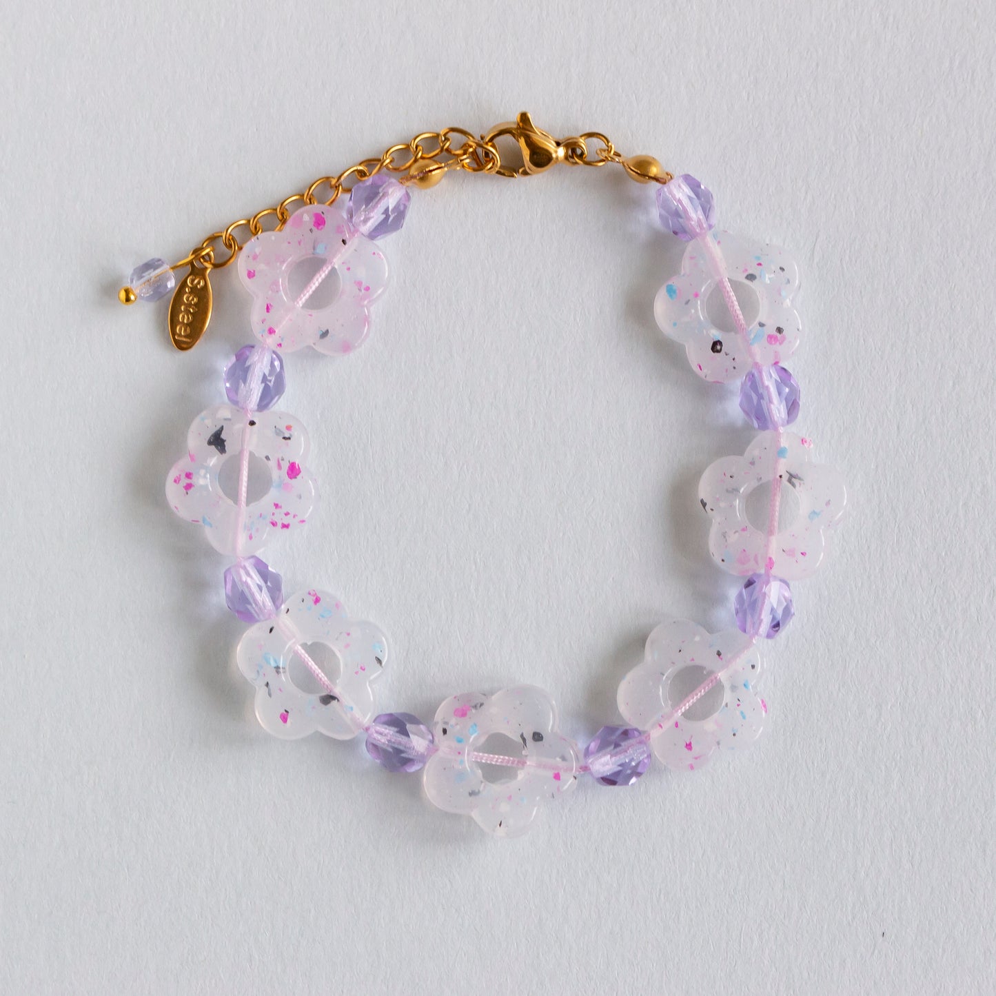 purple pastel flowers bracelet