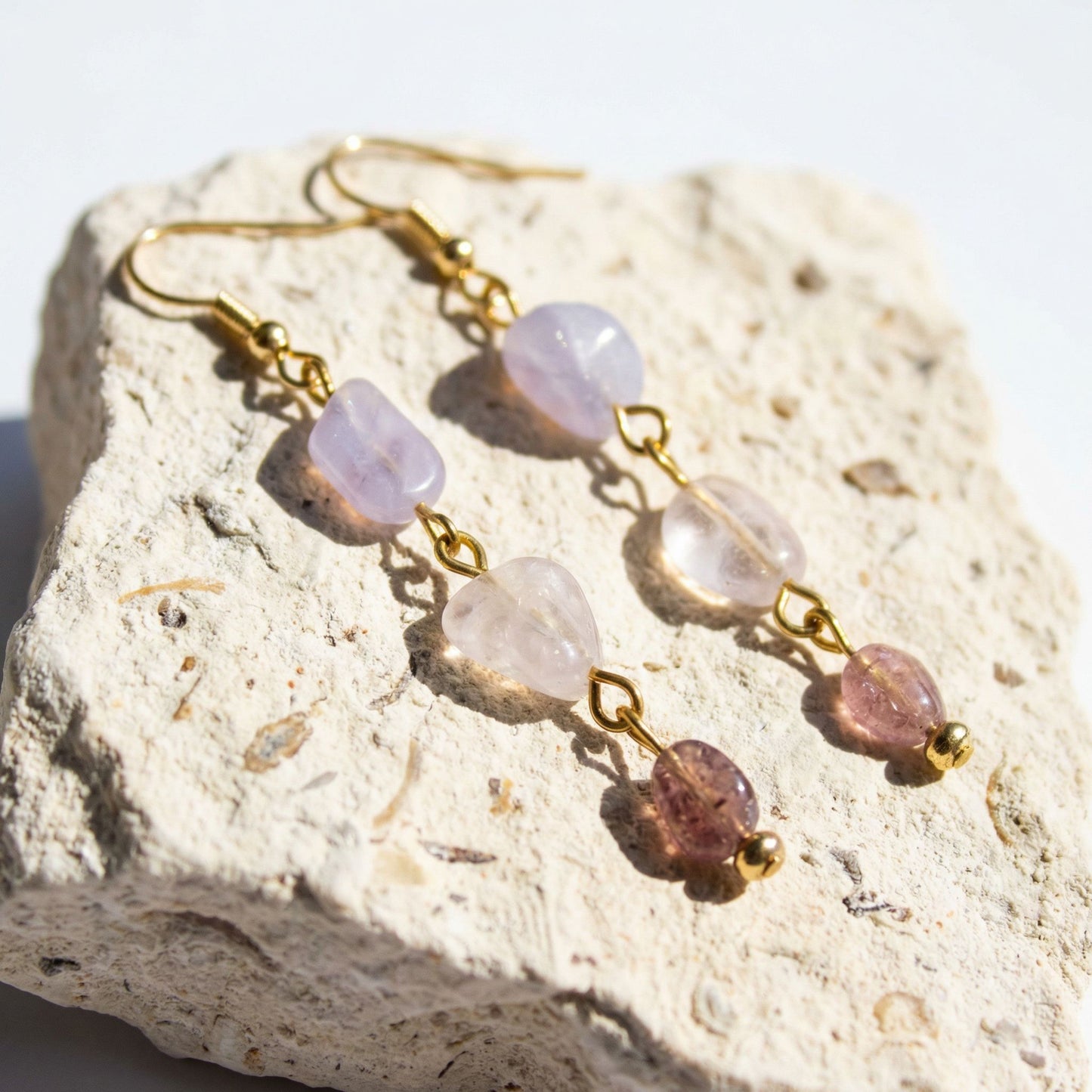 purple tricolor crystal earrings