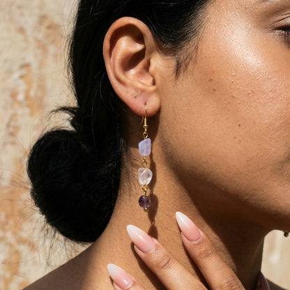 purple tricolor crystal earrings