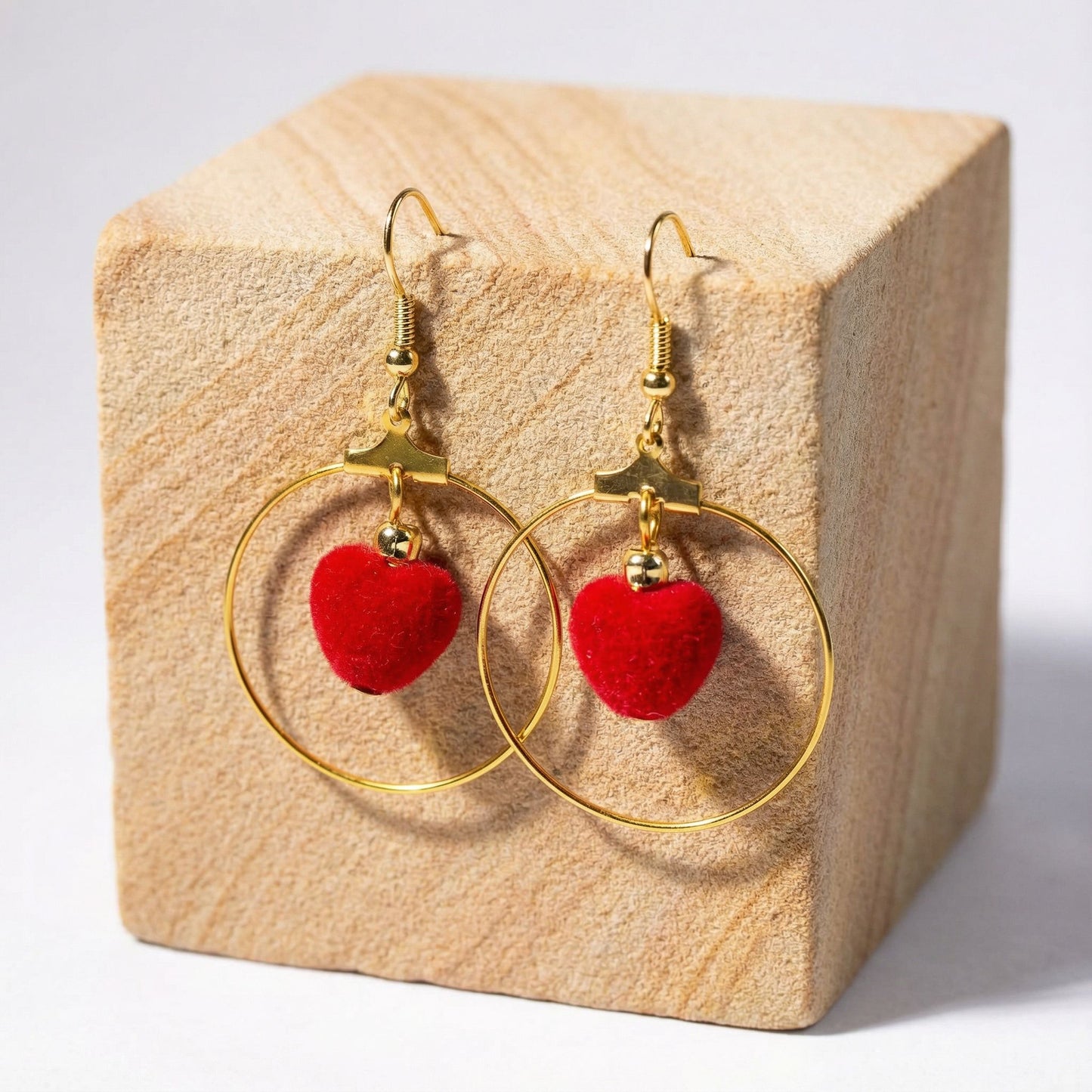 red velvet heart hoops