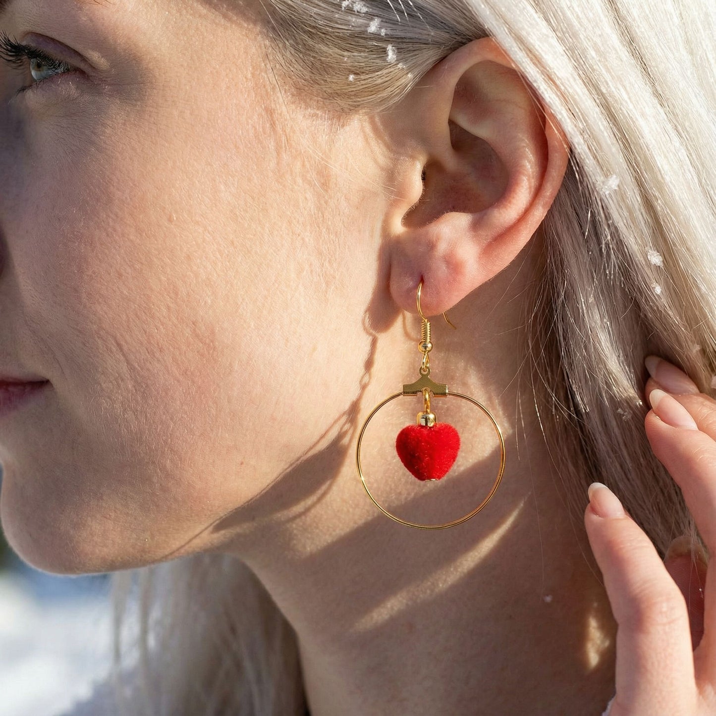 red velvet heart hoops