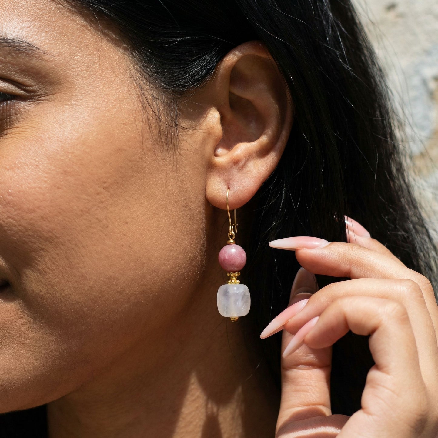 rhodonite & rose quartz earrings