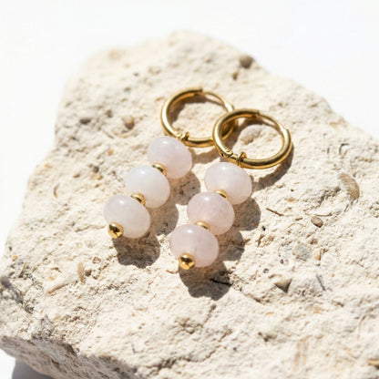 rose quartz bubble earrings