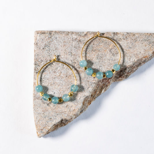 small dainty hoop earrings #11 | aquamarine