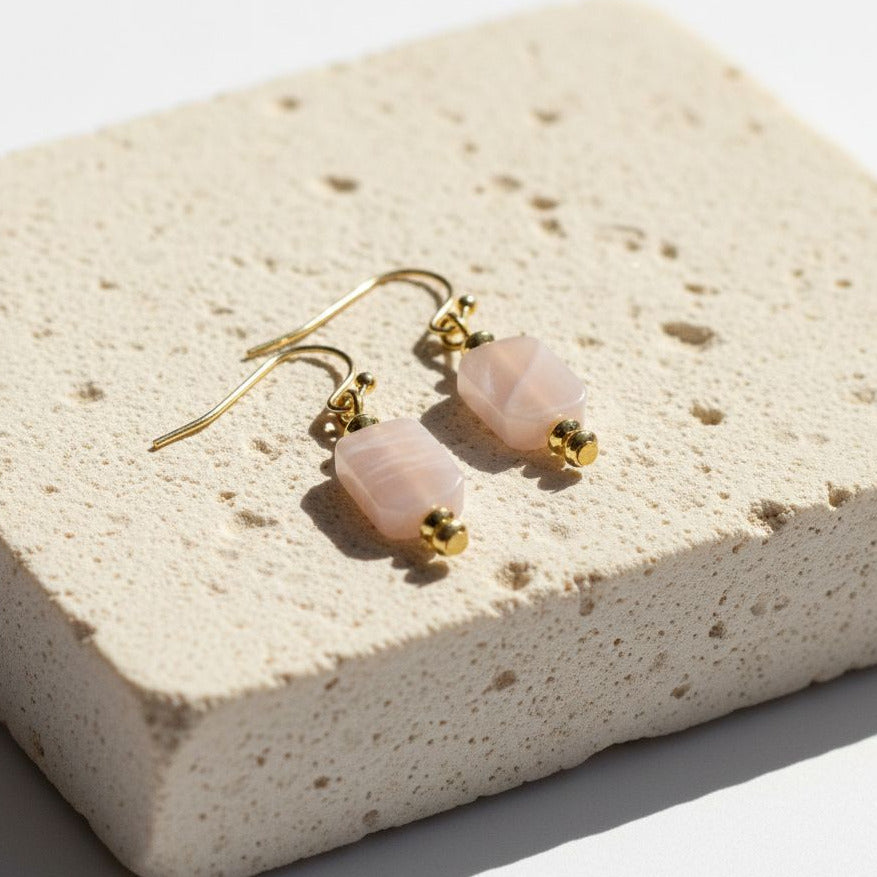 square sunstone earrings